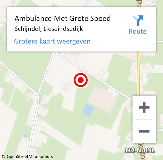 Locatie op kaart van de 112 melding: Ambulance Met Grote Spoed Naar Schijndel, Lieseindsedijk op 12 augustus 2017 20:43
