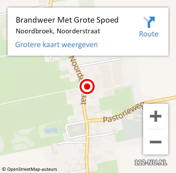Locatie op kaart van de 112 melding: Brandweer Met Grote Spoed Naar Noordbroek, Noorderstraat op 29 januari 2014 16:54
