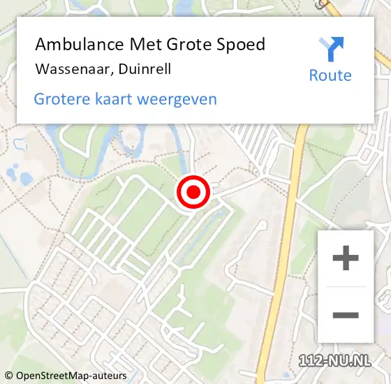Locatie op kaart van de 112 melding: Ambulance Met Grote Spoed Naar Wassenaar, Duinrell op 13 augustus 2017 01:39