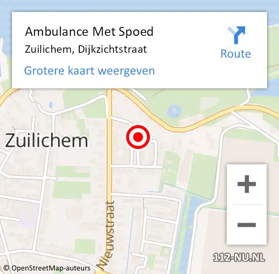 Locatie op kaart van de 112 melding: Ambulance Met Spoed Naar Zuilichem, Dijkzichtstraat op 13 augustus 2017 02:34