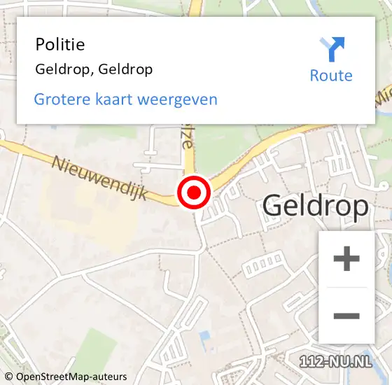 Locatie op kaart van de 112 melding: Politie Geldrop, A67 Re op 13 augustus 2017 03:22