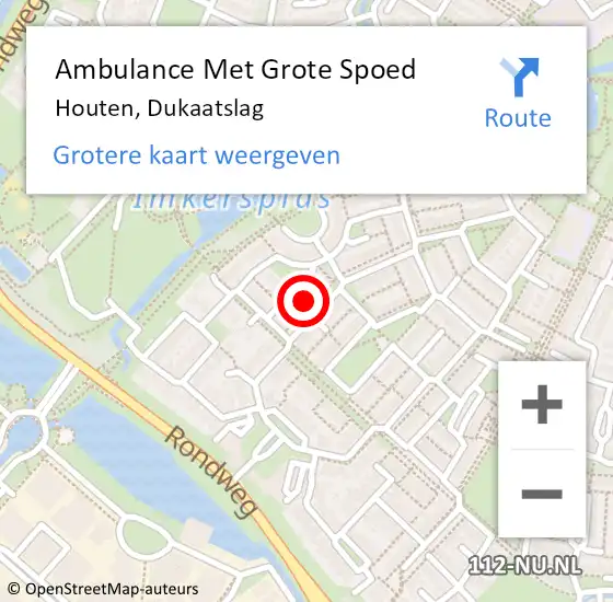 Locatie op kaart van de 112 melding: Ambulance Met Grote Spoed Naar Houten, Dukaatslag op 13 augustus 2017 03:34