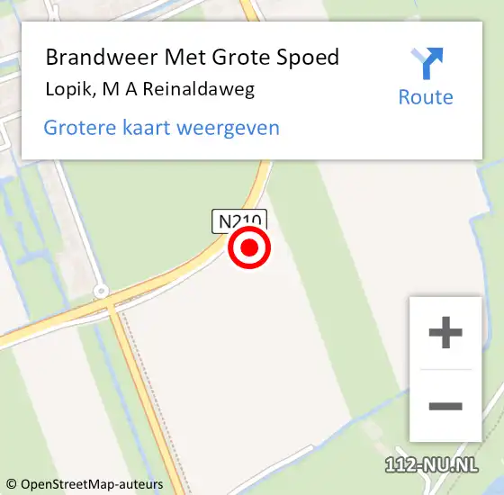 Locatie op kaart van de 112 melding: Brandweer Met Grote Spoed Naar Lopik, M A Reinaldaweg op 13 augustus 2017 03:44