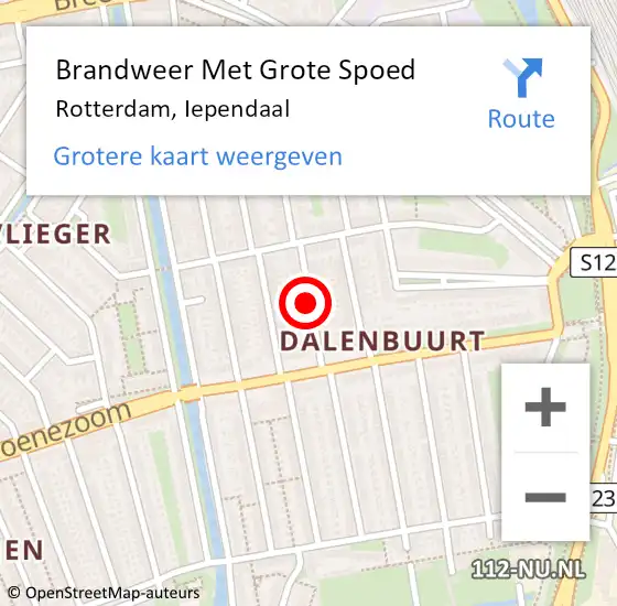 Locatie op kaart van de 112 melding: Brandweer Met Grote Spoed Naar Rotterdam, Iependaal op 13 augustus 2017 04:13