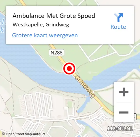 Locatie op kaart van de 112 melding: Ambulance Met Grote Spoed Naar Westkapelle, Grindweg op 13 augustus 2017 05:16