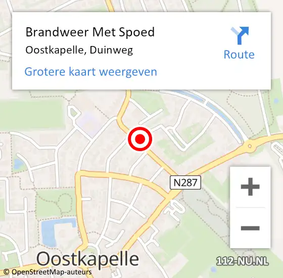 Locatie op kaart van de 112 melding: Brandweer Met Spoed Naar Oostkapelle, Duinweg op 13 augustus 2017 11:48