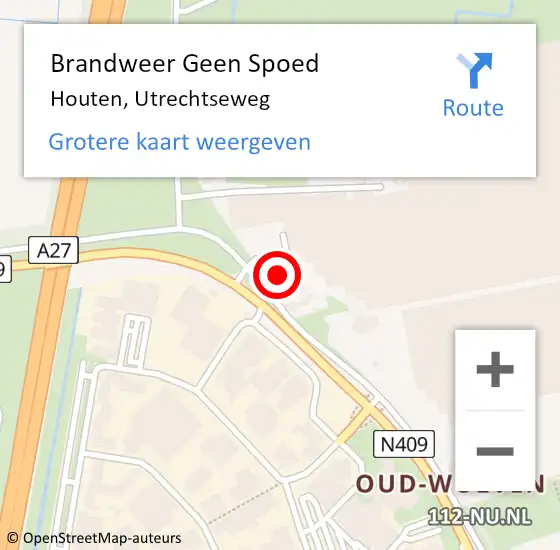 Locatie op kaart van de 112 melding: Brandweer Geen Spoed Naar Houten, Utrechtseweg op 13 augustus 2017 13:17