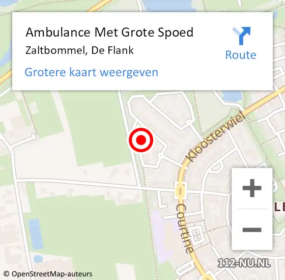 Locatie op kaart van de 112 melding: Ambulance Met Grote Spoed Naar Zaltbommel, De Flank op 13 augustus 2017 13:29