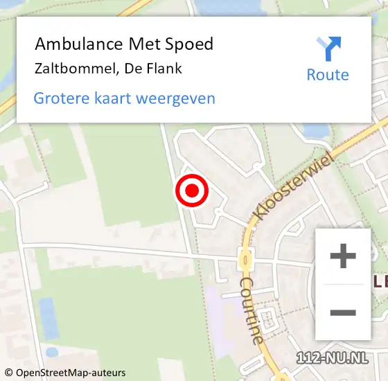 Locatie op kaart van de 112 melding: Ambulance Met Spoed Naar Zaltbommel, De Flank op 13 augustus 2017 13:29