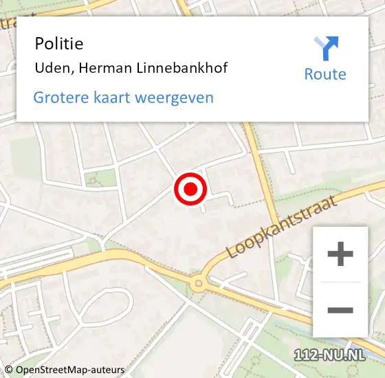 Locatie op kaart van de 112 melding: Politie Uden, Herman Linnebankhof op 13 augustus 2017 15:43