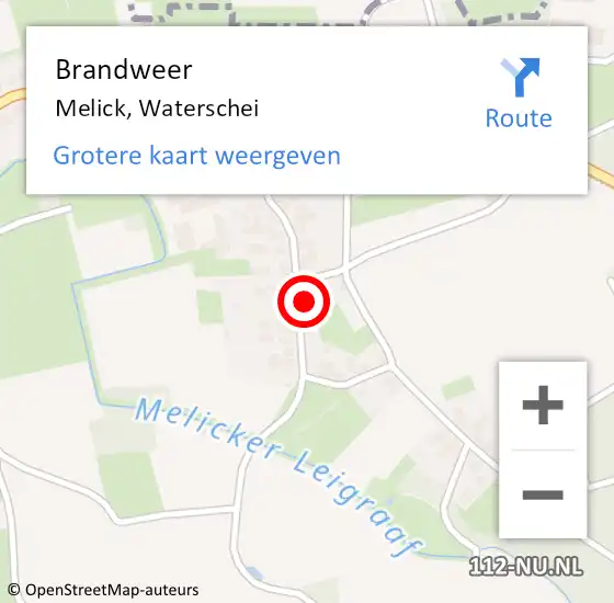 Locatie op kaart van de 112 melding: Brandweer Melick, Waterschei op 13 augustus 2017 15:49