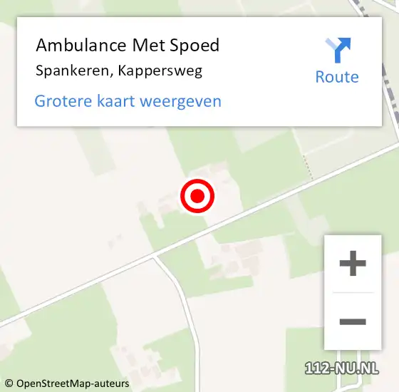 Locatie op kaart van de 112 melding: Ambulance Met Spoed Naar Spankeren, Kappersweg op 29 januari 2014 19:01