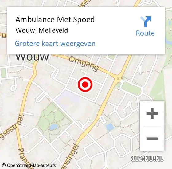 Locatie op kaart van de 112 melding: Ambulance Met Spoed Naar Wouw, Melleveld op 17 augustus 2017 15:08