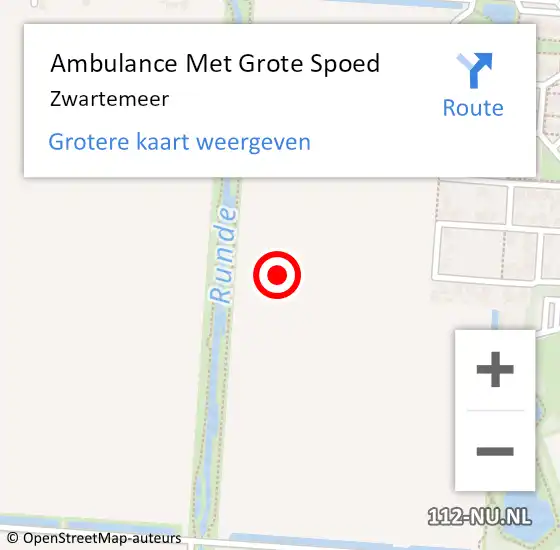 Locatie op kaart van de 112 melding: Ambulance Met Grote Spoed Naar Zwartemeer op 17 augustus 2017 17:09