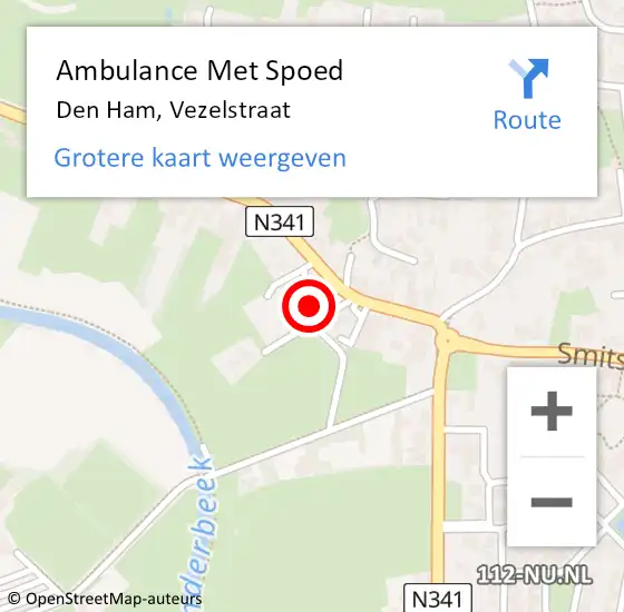 Locatie op kaart van de 112 melding: Ambulance Met Spoed Naar Den Ham, Vezelstraat op 17 augustus 2017 18:03