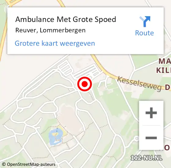 Locatie op kaart van de 112 melding: Ambulance Met Grote Spoed Naar Reuver, Lommerbergen op 17 augustus 2017 19:09