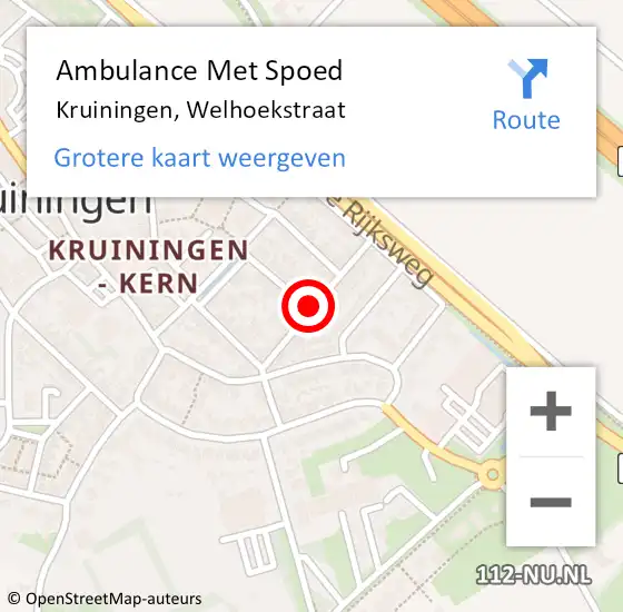 Locatie op kaart van de 112 melding: Ambulance Met Spoed Naar Kruiningen, Welhoekstraat op 17 augustus 2017 19:43