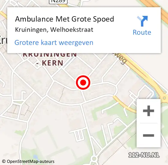 Locatie op kaart van de 112 melding: Ambulance Met Grote Spoed Naar Kruiningen, Welhoekstraat op 17 augustus 2017 19:45