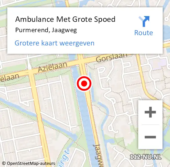 Locatie op kaart van de 112 melding: Ambulance Met Grote Spoed Naar Purmerend, Jaagweg op 17 augustus 2017 22:04