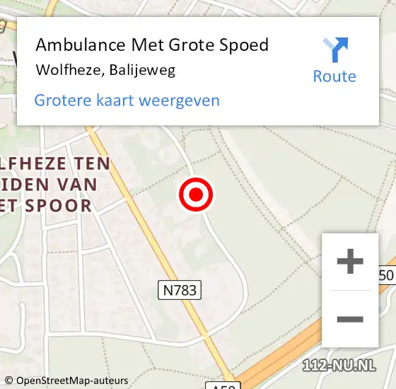 Locatie op kaart van de 112 melding: Ambulance Met Grote Spoed Naar Wolfheze, Balijeweg op 17 augustus 2017 22:32