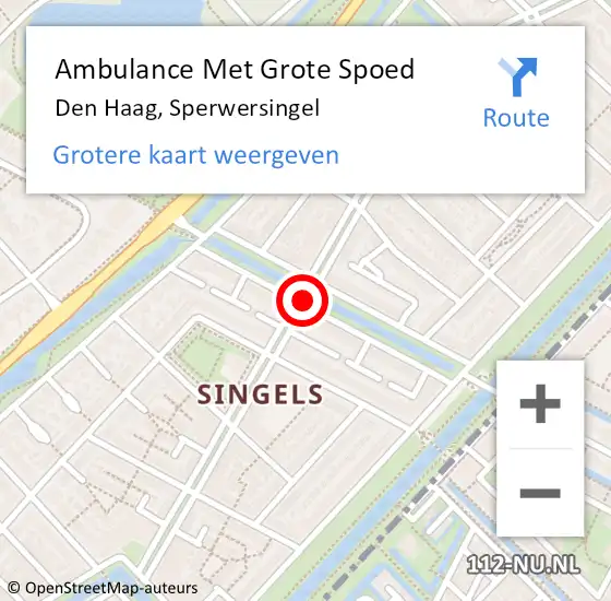 Locatie op kaart van de 112 melding: Ambulance Met Grote Spoed Naar Den Haag, Sperwersingel op 18 augustus 2017 04:11