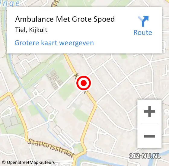 Locatie op kaart van de 112 melding: Ambulance Met Grote Spoed Naar Tiel, Kijkuit op 18 augustus 2017 05:46