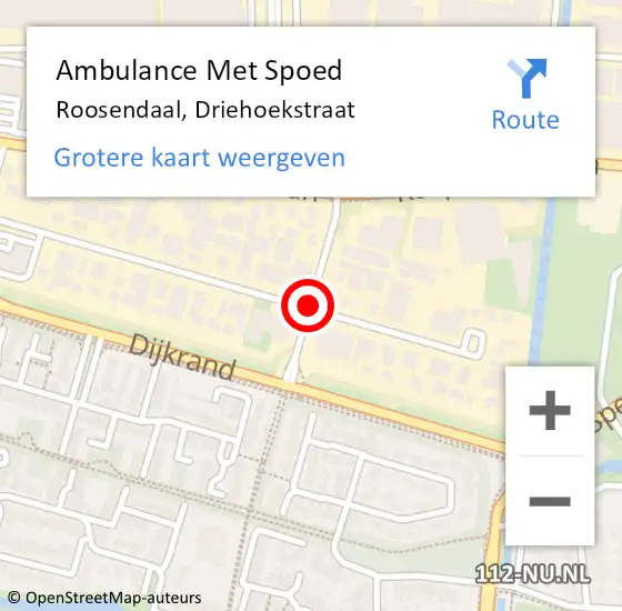 Locatie op kaart van de 112 melding: Ambulance Met Spoed Naar Roosendaal, Driehoekstraat op 18 augustus 2017 07:18