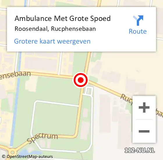 Locatie op kaart van de 112 melding: Ambulance Met Grote Spoed Naar Roosendaal, Rucphensebaan op 18 augustus 2017 07:21