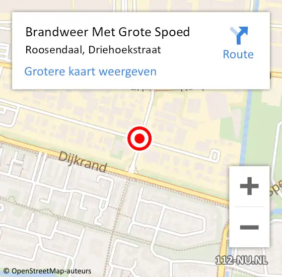 Locatie op kaart van de 112 melding: Brandweer Met Grote Spoed Naar Roosendaal, Driehoekstraat op 18 augustus 2017 07:23
