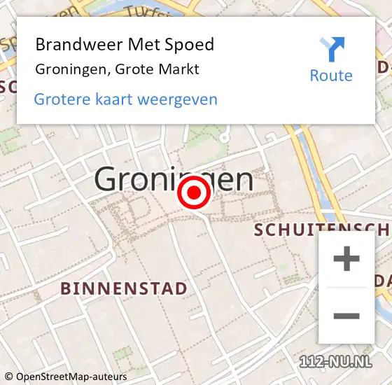 Locatie op kaart van de 112 melding: Brandweer Met Spoed Naar Groningen, Grote Markt op 18 augustus 2017 07:43
