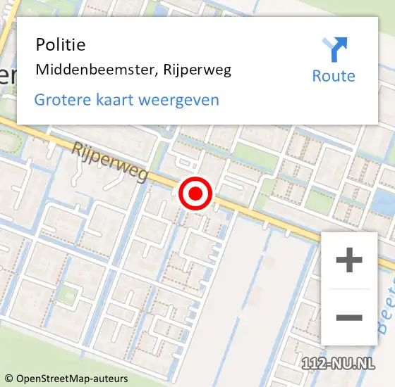 Locatie op kaart van de 112 melding: Politie Middenbeemster, Rijperweg op 18 augustus 2017 08:33