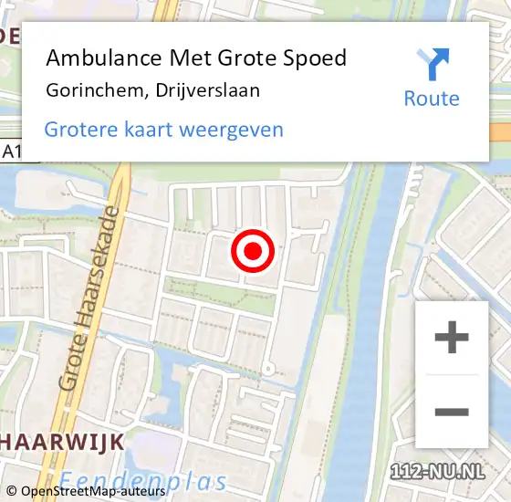 Locatie op kaart van de 112 melding: Ambulance Met Grote Spoed Naar Gorinchem, Drijverslaan op 18 augustus 2017 08:39