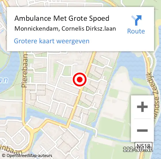 Locatie op kaart van de 112 melding: Ambulance Met Grote Spoed Naar Monnickendam, Cornelis Dirksz.laan op 18 augustus 2017 08:41