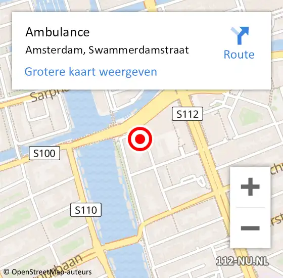 Locatie op kaart van de 112 melding: Ambulance Amsterdam, Swammerdamstraat op 18 augustus 2017 08:45