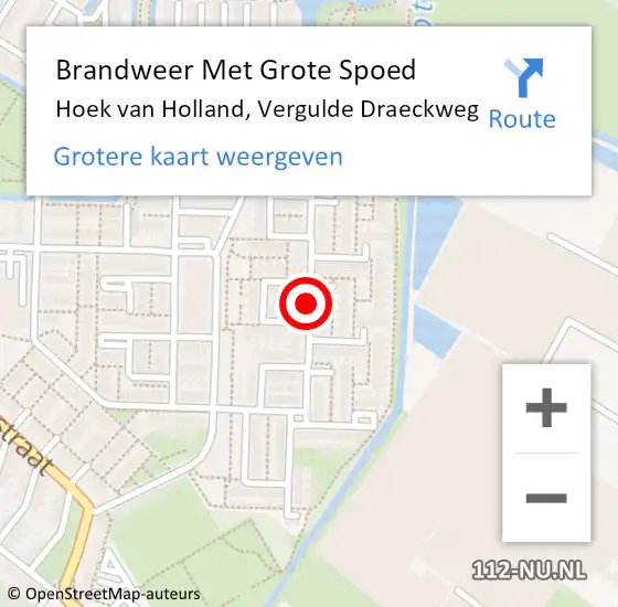Locatie op kaart van de 112 melding: Brandweer Met Grote Spoed Naar Hoek van Holland, Vergulde Draeckweg op 18 augustus 2017 11:23