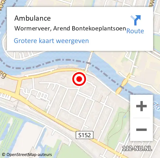 Locatie op kaart van de 112 melding: Ambulance Wormerveer, Prins Hendrikkade op 18 augustus 2017 17:37