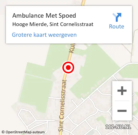 Locatie op kaart van de 112 melding: Ambulance Met Spoed Naar Hooge Mierde, Sint Cornelisstraat op 18 augustus 2017 19:34