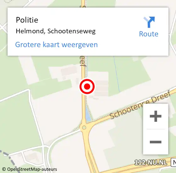 Locatie op kaart van de 112 melding: Politie Helmond, Schootenseweg op 18 augustus 2017 20:16