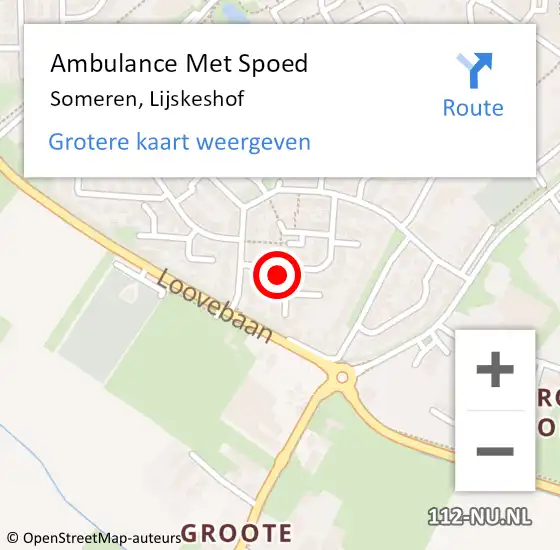 Locatie op kaart van de 112 melding: Ambulance Met Spoed Naar Someren, Lijskeshof op 19 augustus 2017 08:39