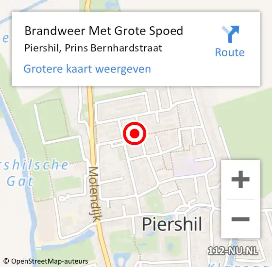 Locatie op kaart van de 112 melding: Brandweer Met Grote Spoed Naar Piershil, Prins Bernhardstraat op 19 augustus 2017 08:43