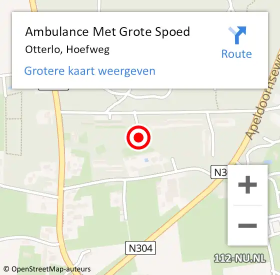 Locatie op kaart van de 112 melding: Ambulance Met Grote Spoed Naar Otterlo, Hoefweg op 19 augustus 2017 10:21