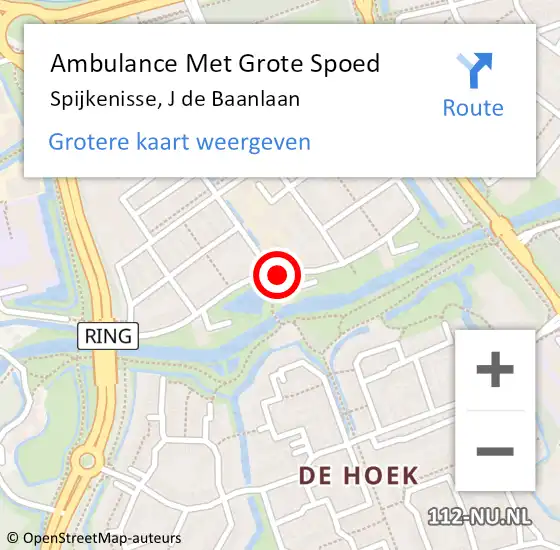 Locatie op kaart van de 112 melding: Ambulance Met Grote Spoed Naar Spijkenisse, J De Baanlaan op 19 augustus 2017 10:27