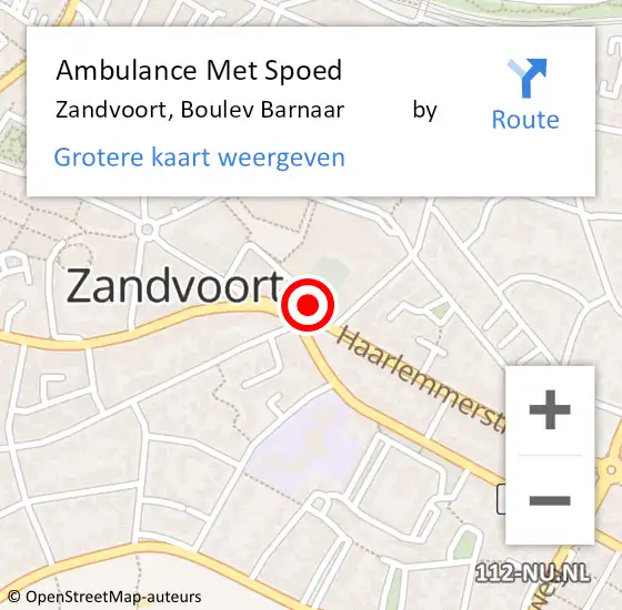 Locatie op kaart van de 112 melding: Ambulance Met Spoed Naar Zandvoort, Boulevard Paulus Loot    by op 19 augustus 2017 23:20