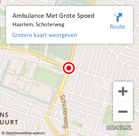 Locatie op kaart van de 112 melding: Ambulance Met Grote Spoed Naar Haarlem, Schoterweg op 19 augustus 2017 23:51