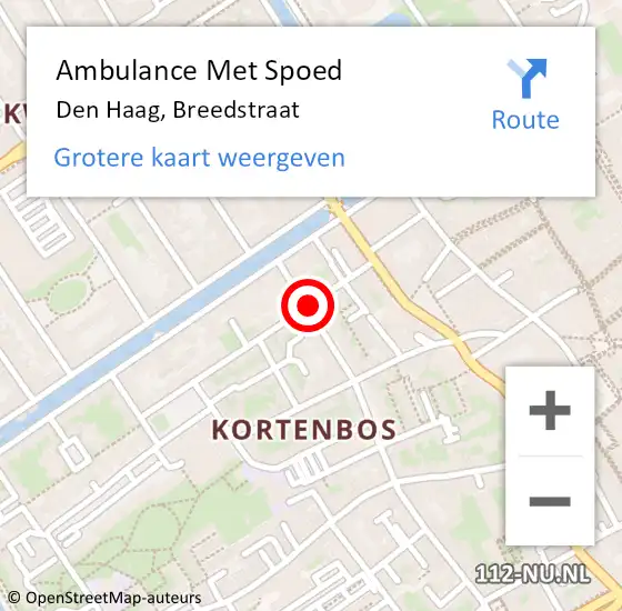 Locatie op kaart van de 112 melding: Ambulance Met Spoed Naar Den Haag, Breedstraat op 20 augustus 2017 02:33