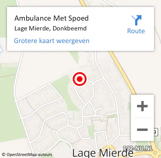 Locatie op kaart van de 112 melding: Ambulance Met Spoed Naar Lage Mierde, Donkbeemd op 20 augustus 2017 02:59