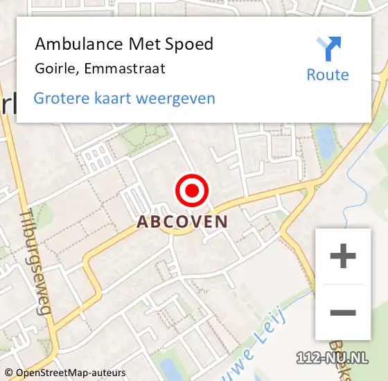 Locatie op kaart van de 112 melding: Ambulance Met Spoed Naar Goirle, Emmastraat op 20 augustus 2017 11:30