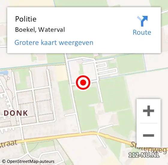 Locatie op kaart van de 112 melding: Politie Boekel, Waterval op 20 augustus 2017 14:00
