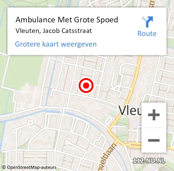 Locatie op kaart van de 112 melding: Ambulance Met Grote Spoed Naar Vleuten, Jacob Catsstraat op 20 augustus 2017 15:45