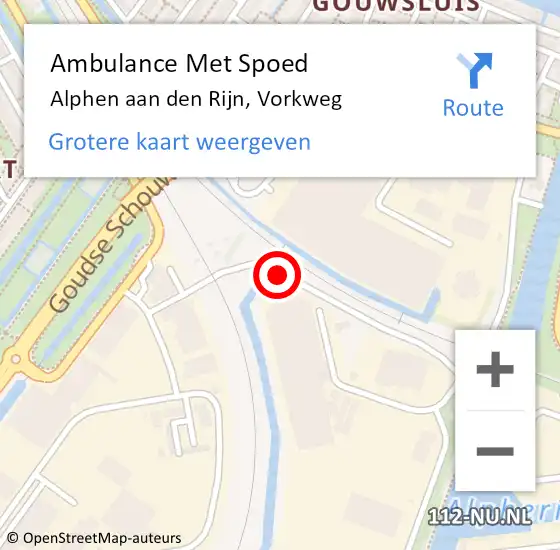Locatie op kaart van de 112 melding: Ambulance Met Spoed Naar Alphen aan den Rijn, Vorkweg op 20 augustus 2017 19:43
